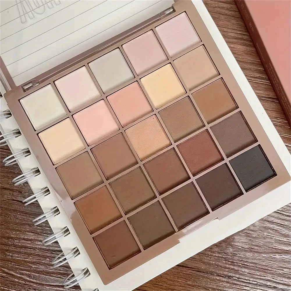 LuxeEyes 25 Color Eyeshadow Palette Neutral Gray And Brown Earth Tones For Natural To Dramatic Day To Night Looks