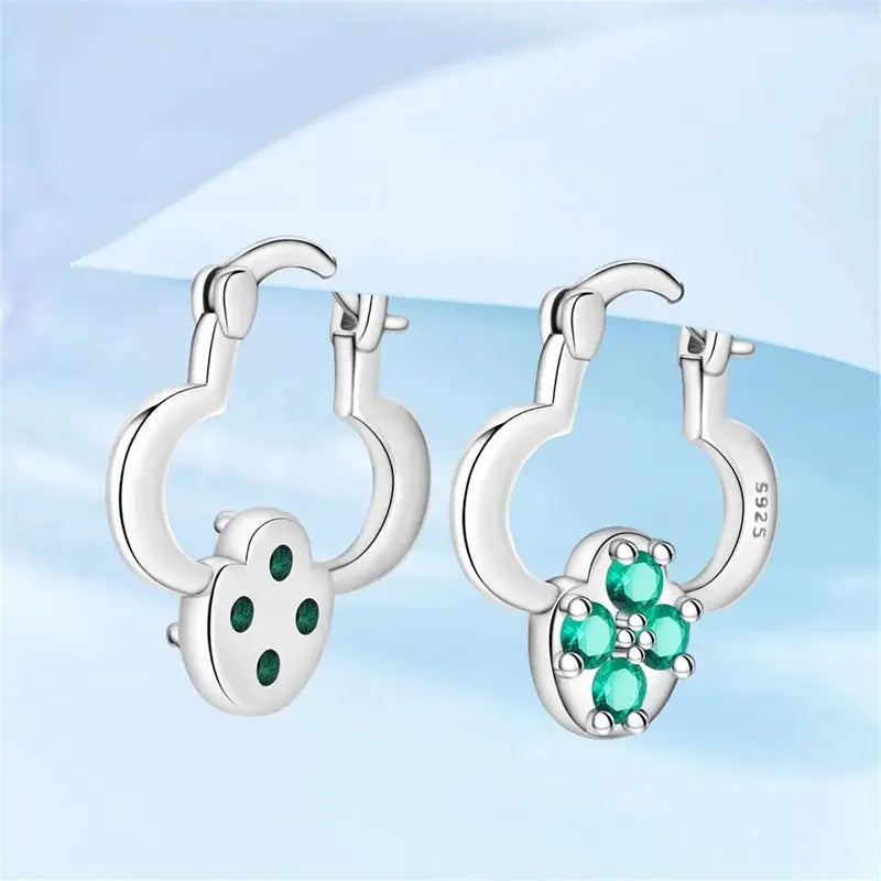 New 925 Sterling Silver Sparkling Zircon Four Leaf Clover Drop Earrings For Women Wedding Engagement Gift