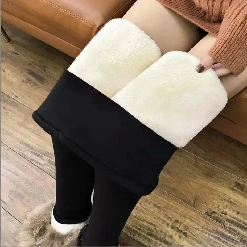 LuxeLamb Lamb Fleece Ankle Length Leggings For Women Seamless High Waist Thermal Warm Winter Tights