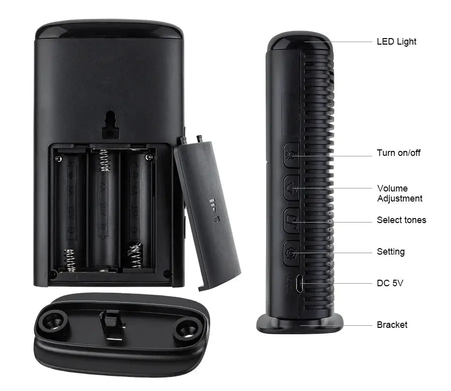 KERUI DW9 wireless garage alarm detector and receiver, black outdoor PIR motion sensor, Simples Market