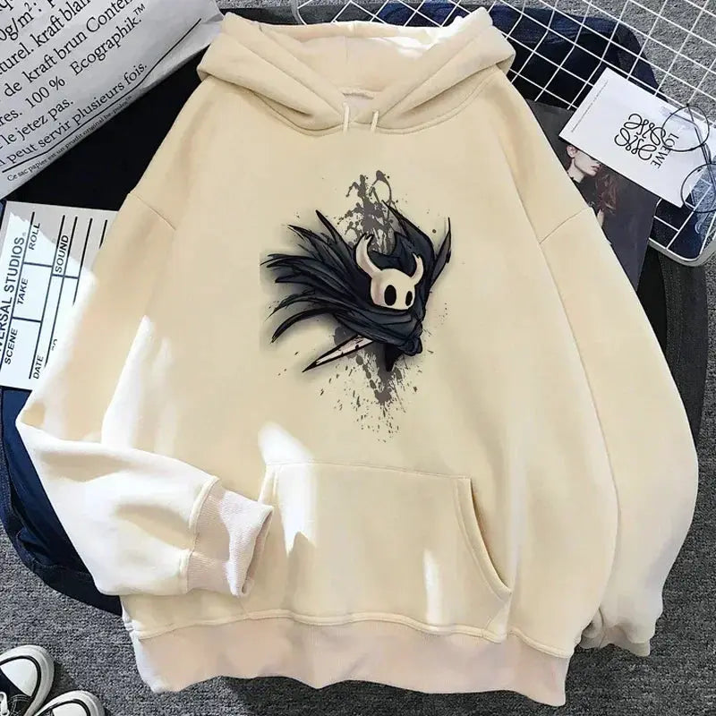 Hollow Knight Hoodie Grunge Y2K Aesthetic Cartoon Graphic Pullover For Autumn And Winter Wear