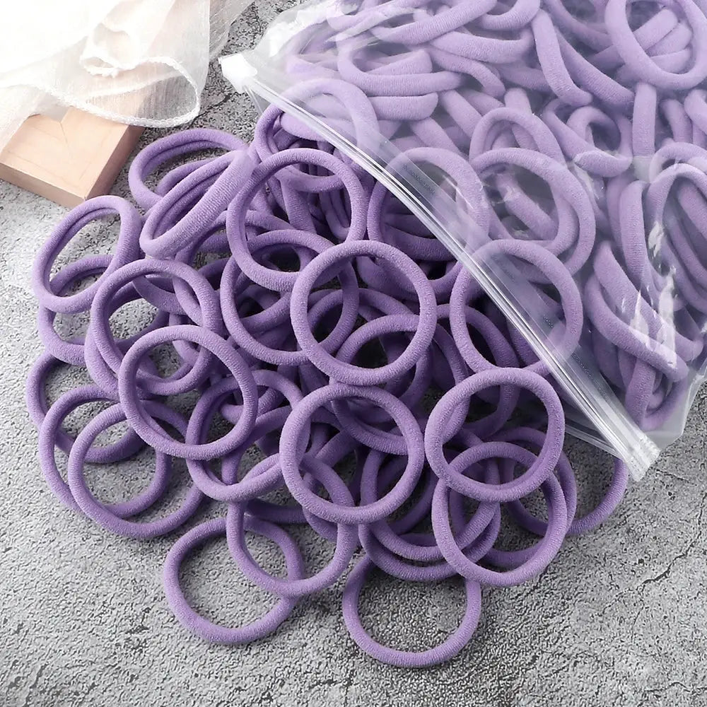 NovaHair 50 Pcs Mixed Colors Hair Bands 4 Cm Elastic Hair Ties Ponytail Holders Gentle Hold For Everyday Ponytails