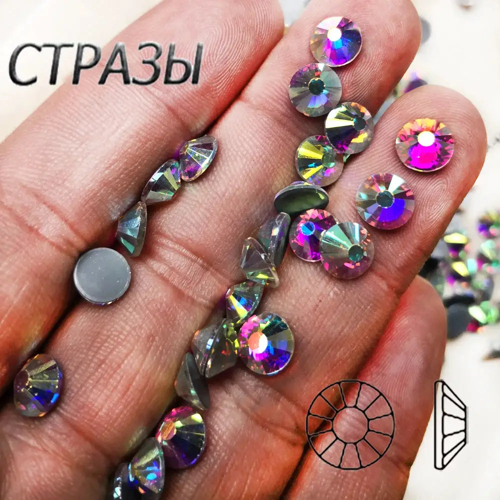 Hotfix Crystal AB Rhinestones For Iron On Jewelry Making Glass Beads Flatback Crafts Accessories Cap Dancing Dress