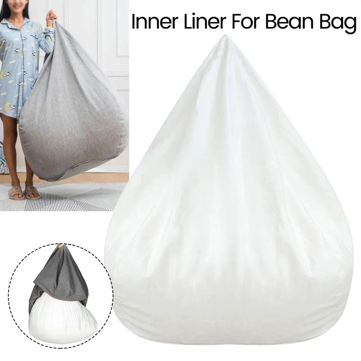 Simples Market bean bag inner liner; gray removable cover with anti-fouling lining, no padding.