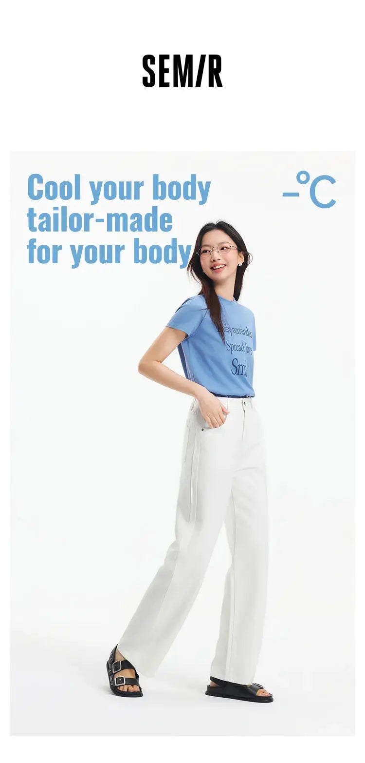 Semir Jeans Women Cool Feeling Wide Leg Floor Length Pants Summer 2025
