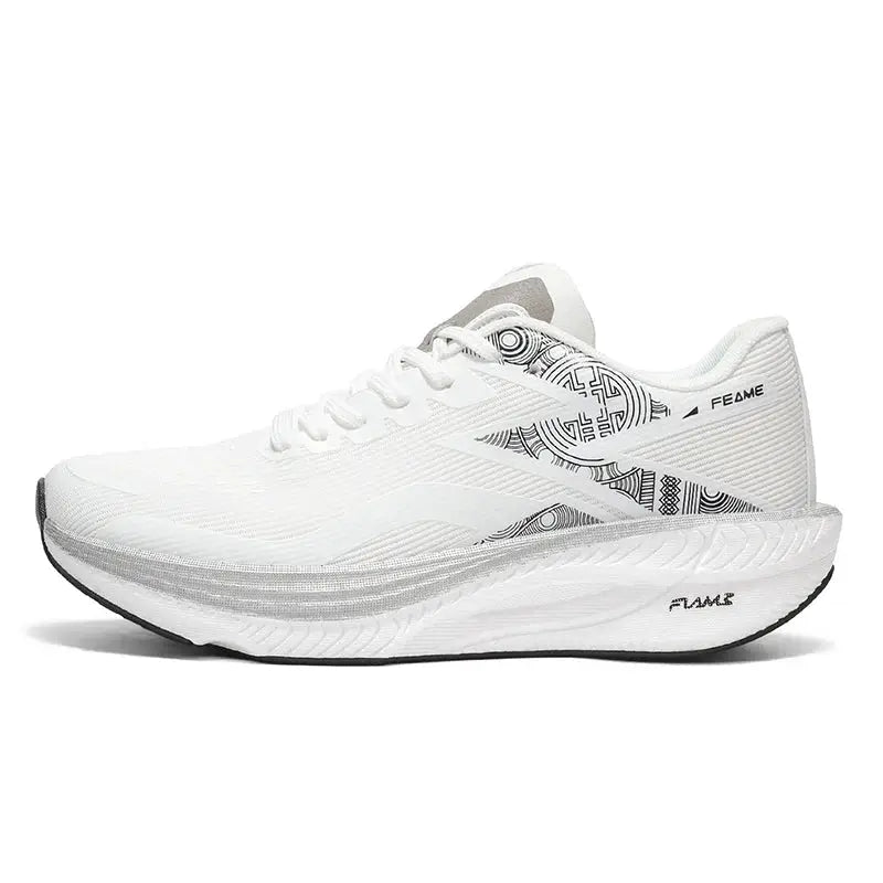 FEAME white carbon-plate running shoe for men and women, breathable lightweight marathon trainer