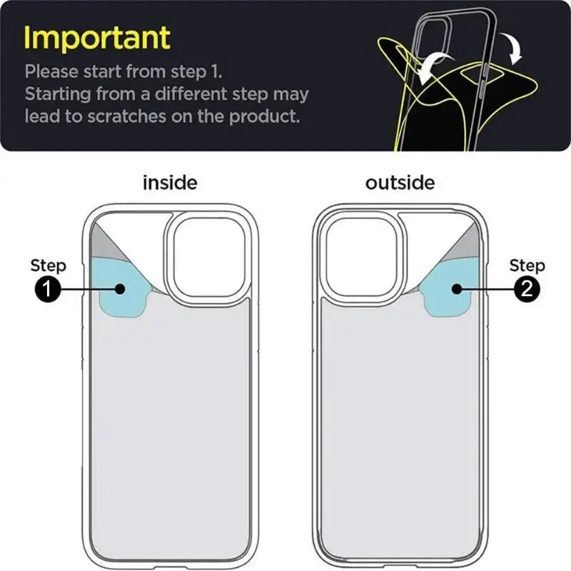 Simples Market MagSafe clear iPhone case; transparent cover with inside/outside diagrams and Step 1-2