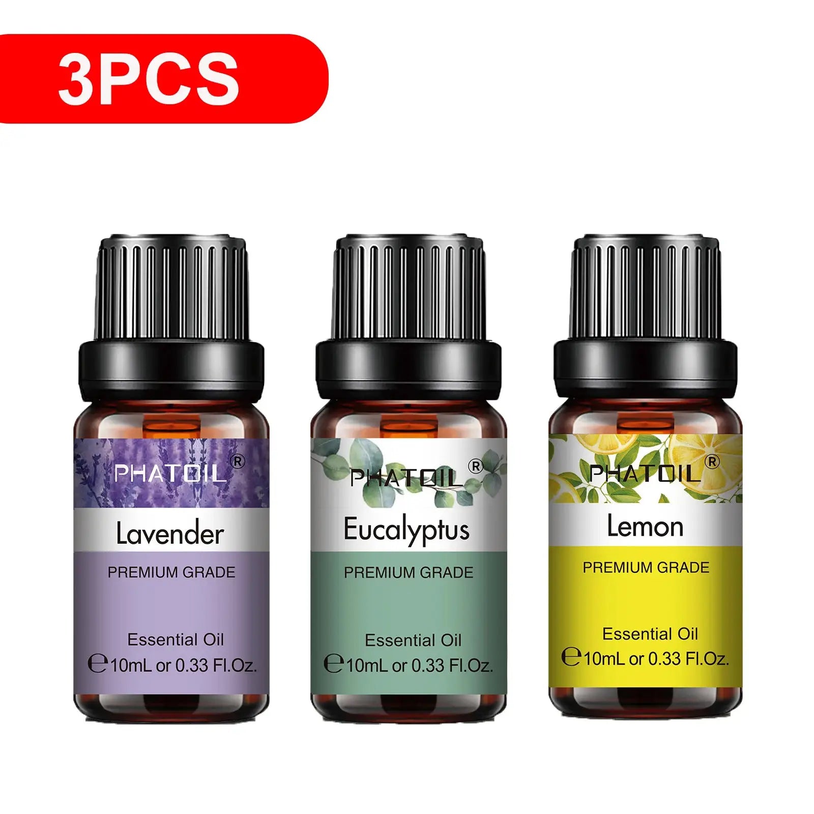 PHATOIL 10ml Natural Plant Essential Oil Eucalyptus Lavender Bergamot Vanilla Peppermint For Diffuser