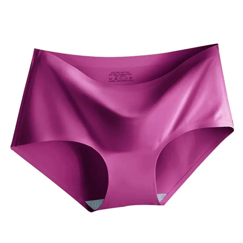 AOTOLK seamless women's panties, mid-waist briefs, XXL, purple ice-silk fabric, Simples Market