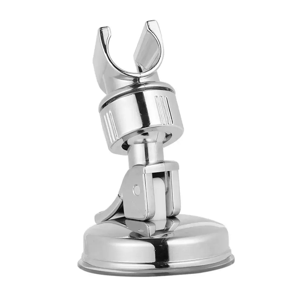 Shower head holder chrome with suction cup wall mount; 360-degree adjustable by Simples Market