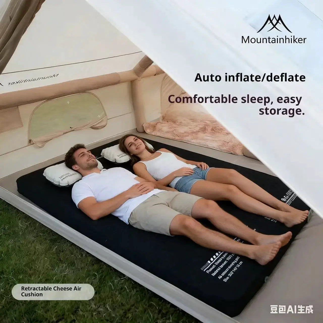 MountainHiker Self Inflating Mattress For Single Or Double Use Thick 10cm Camping Sleeping Pad Compact Folding Bed