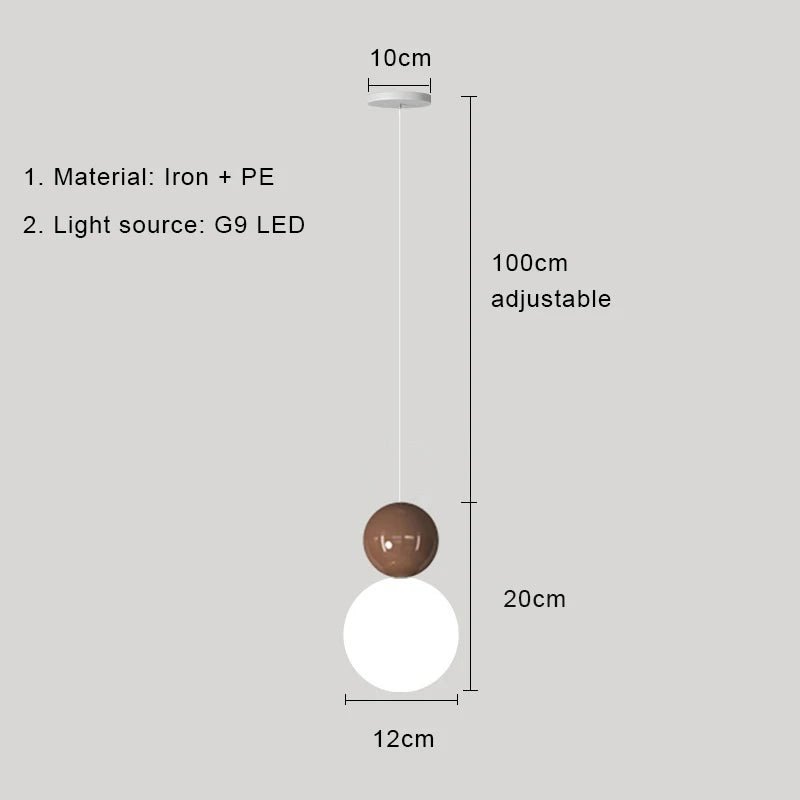 Simples Market Nordic pendant light with brown and cream globe pair, iron + PE, G9 LED