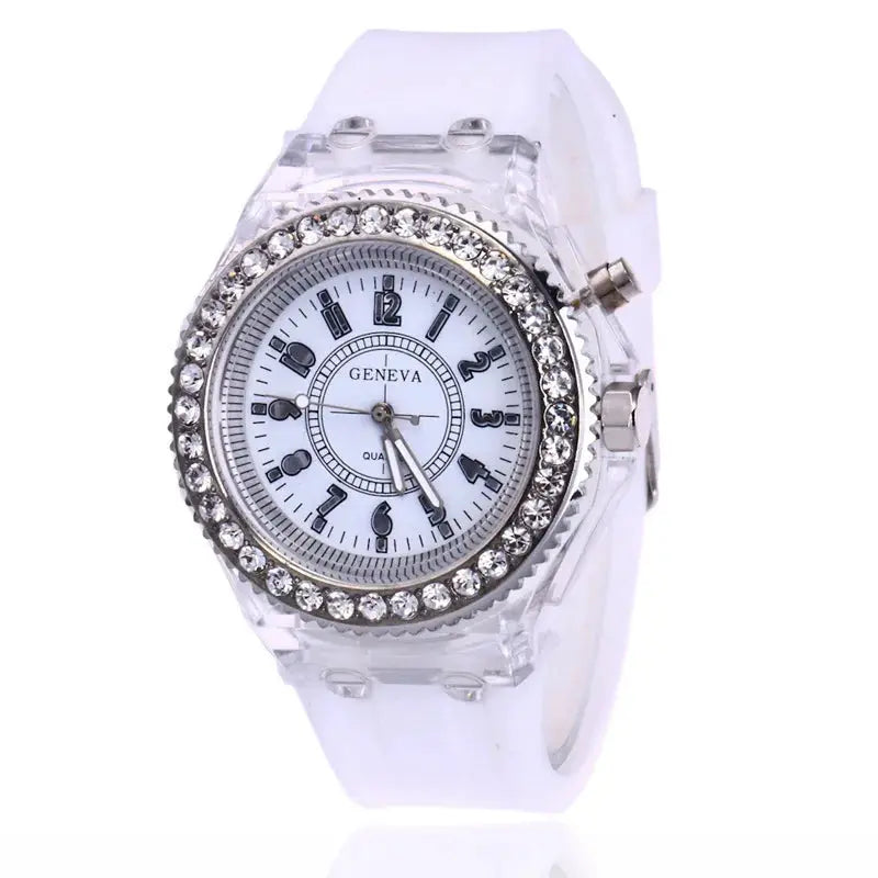 LumiPulse LED Luminous Wristwatch With Rhinestones Silicone Comfort Unisex For Women Men Kids
