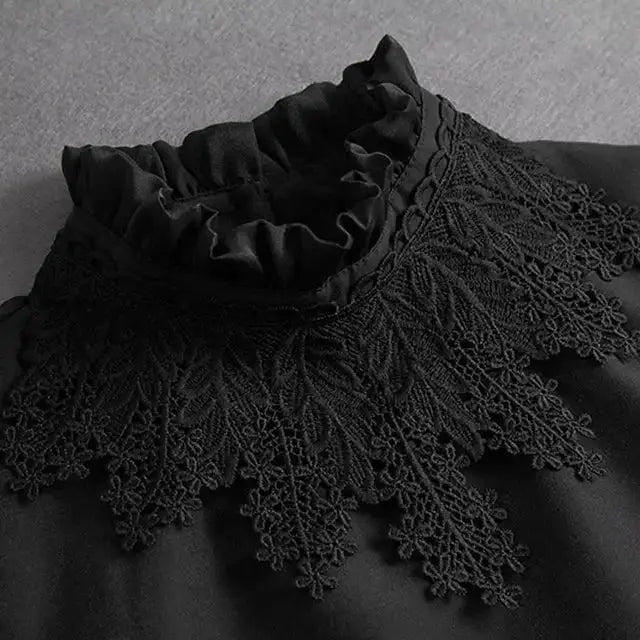 Detachable White Faux Collar With Front Tie For Women And Girls Vintage Lace Blouse Collar