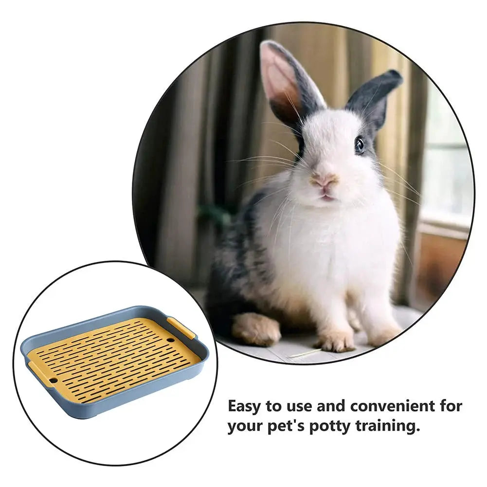 Rabbit Litter Box For Bunnies Ferrets Hamsters Guinea Pigs Small Pets Corner Toilet Tray Durable Odor Resistant Plastic