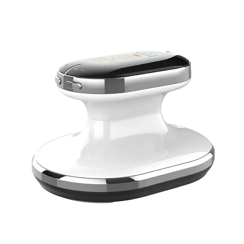 4-in-1 cordless cellulite massager handheld device, white with chrome accents for body sculpting