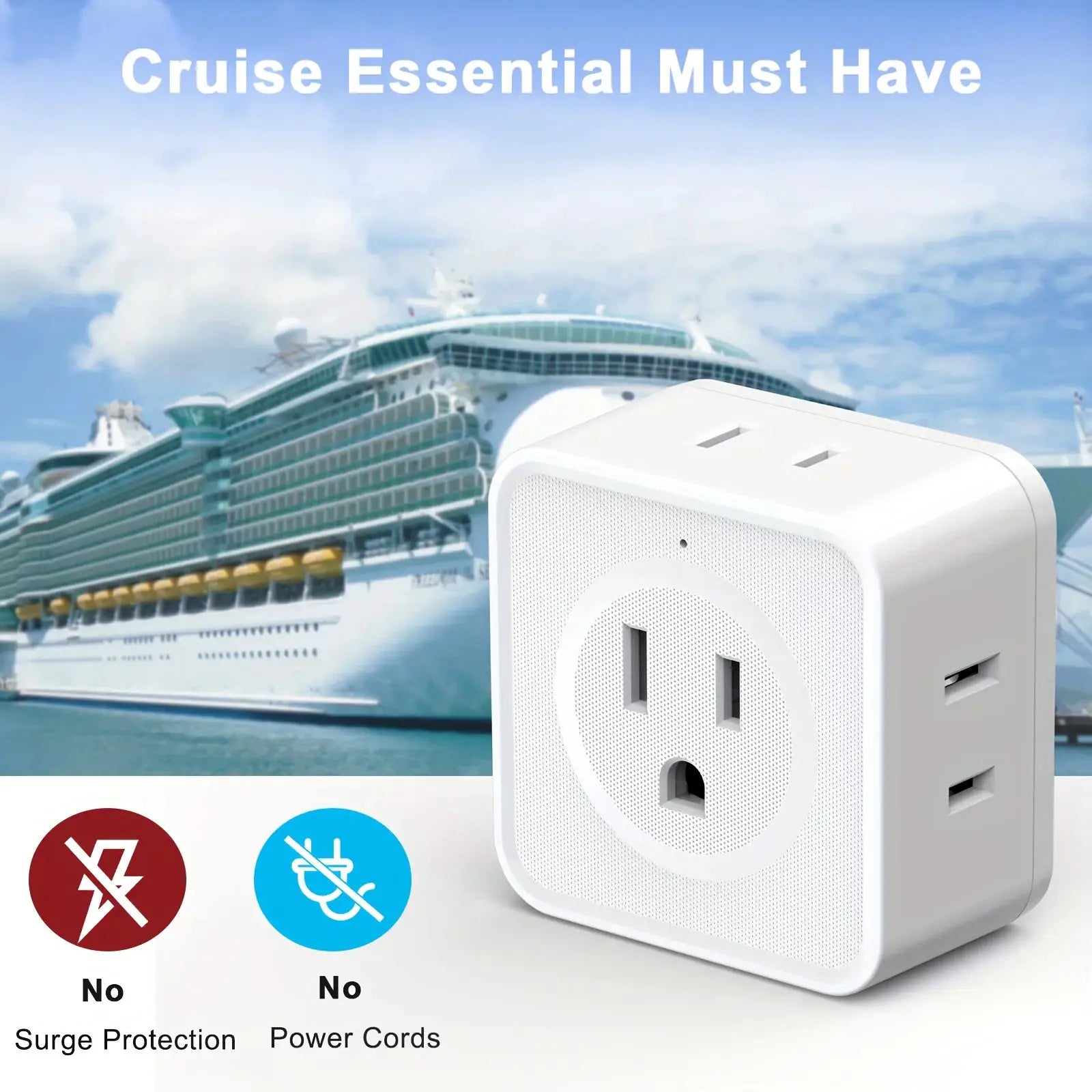 VoltEase 5 Way Multi Plug Outlet Extender Expands A Single Outlet Into Five Sockets For Travel Home And Office