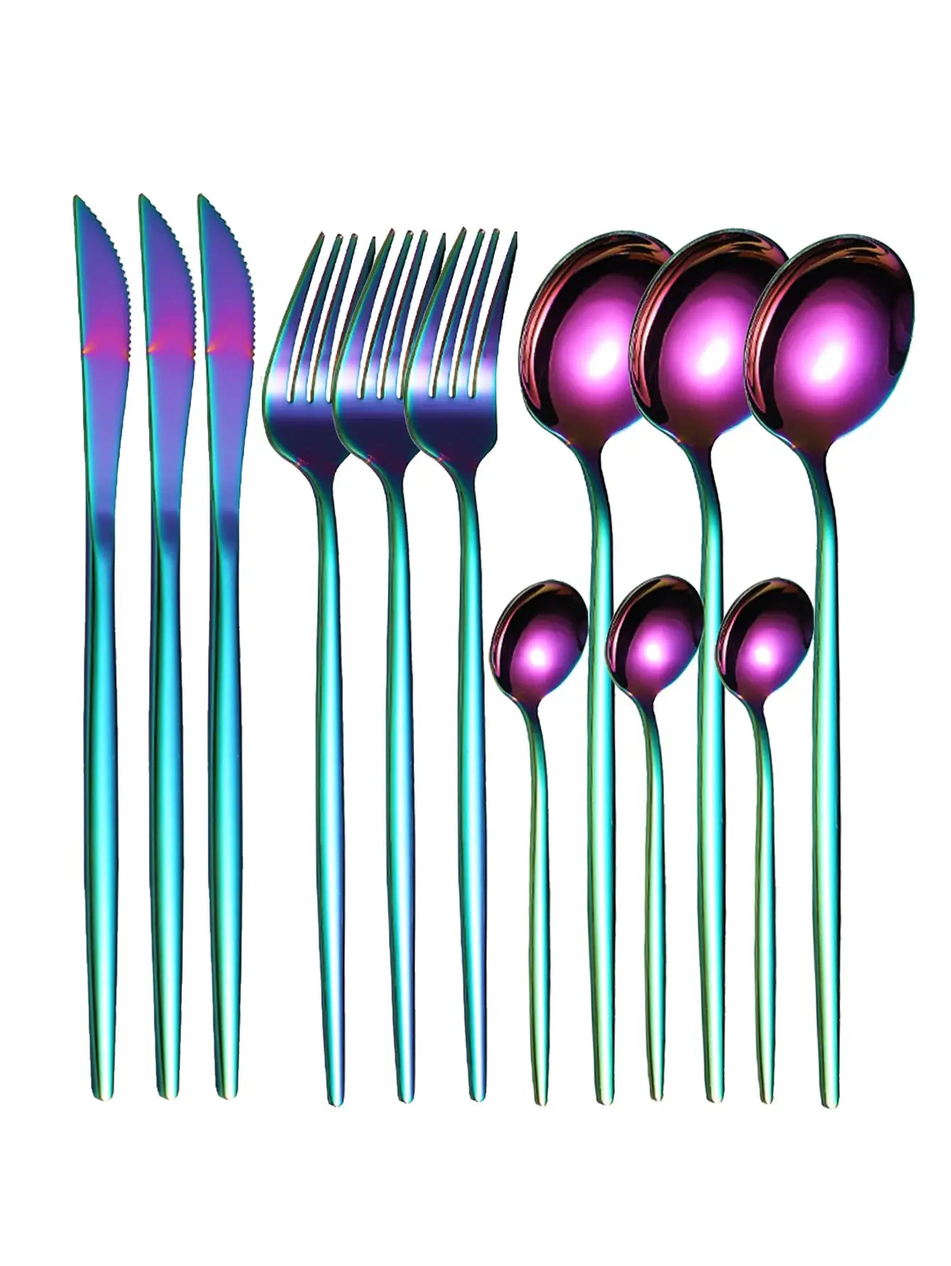 12 Piece Stainless Steel Cutlery Set With Portuguese Design Includes Steak Knives Forks Dessert Spoons Coffee Spoons