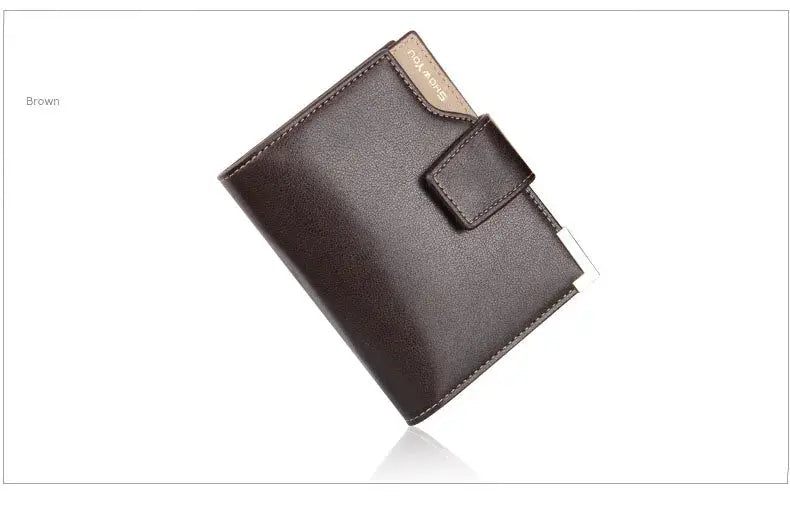 Baellerry short luxury men wallet in brown leather with zip coin pocket and card holder