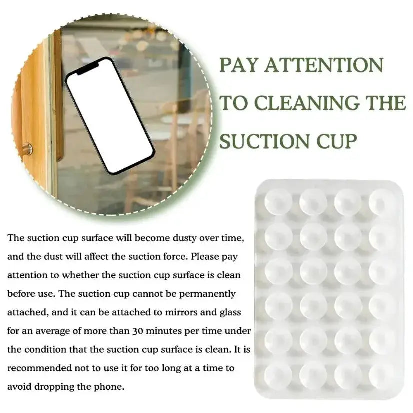 GripTech Silicone Suction Phone Holder Mat Multifunctional Wall Stand With 24 Square Suction Cups For Secure Mounting