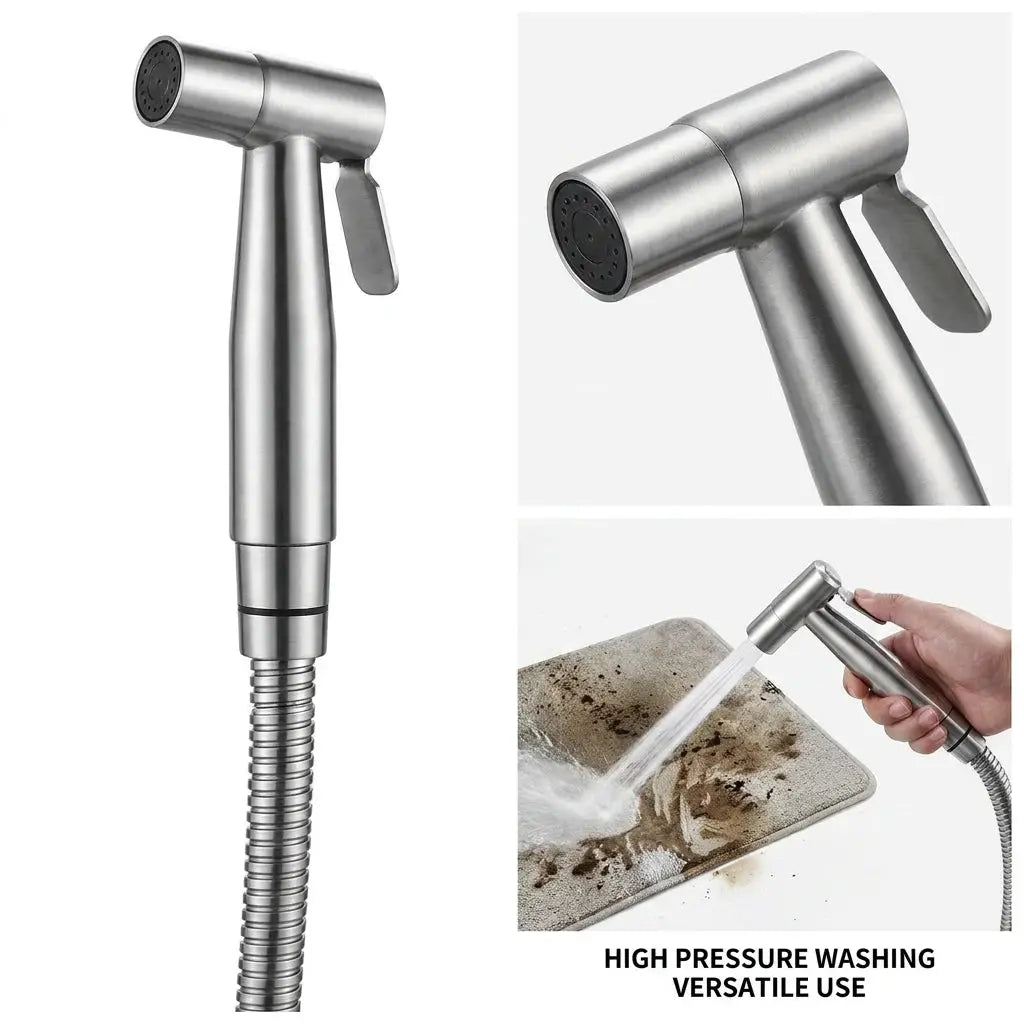 Simples Market stainless steel high-pressure handheld shower kit with 4.8-inch hose and wall bracket