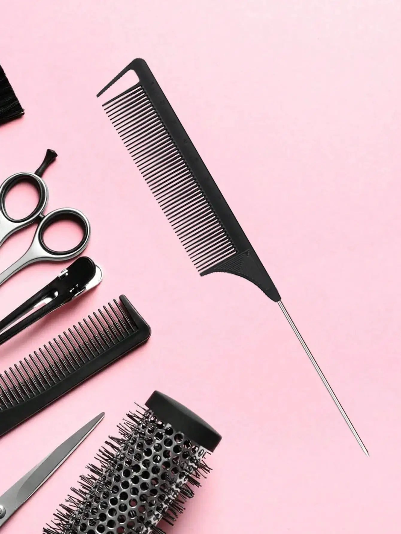 Stainless Steel Pointed Tail Hair Comb For Professional Salon Styling And Wig Maintenance
