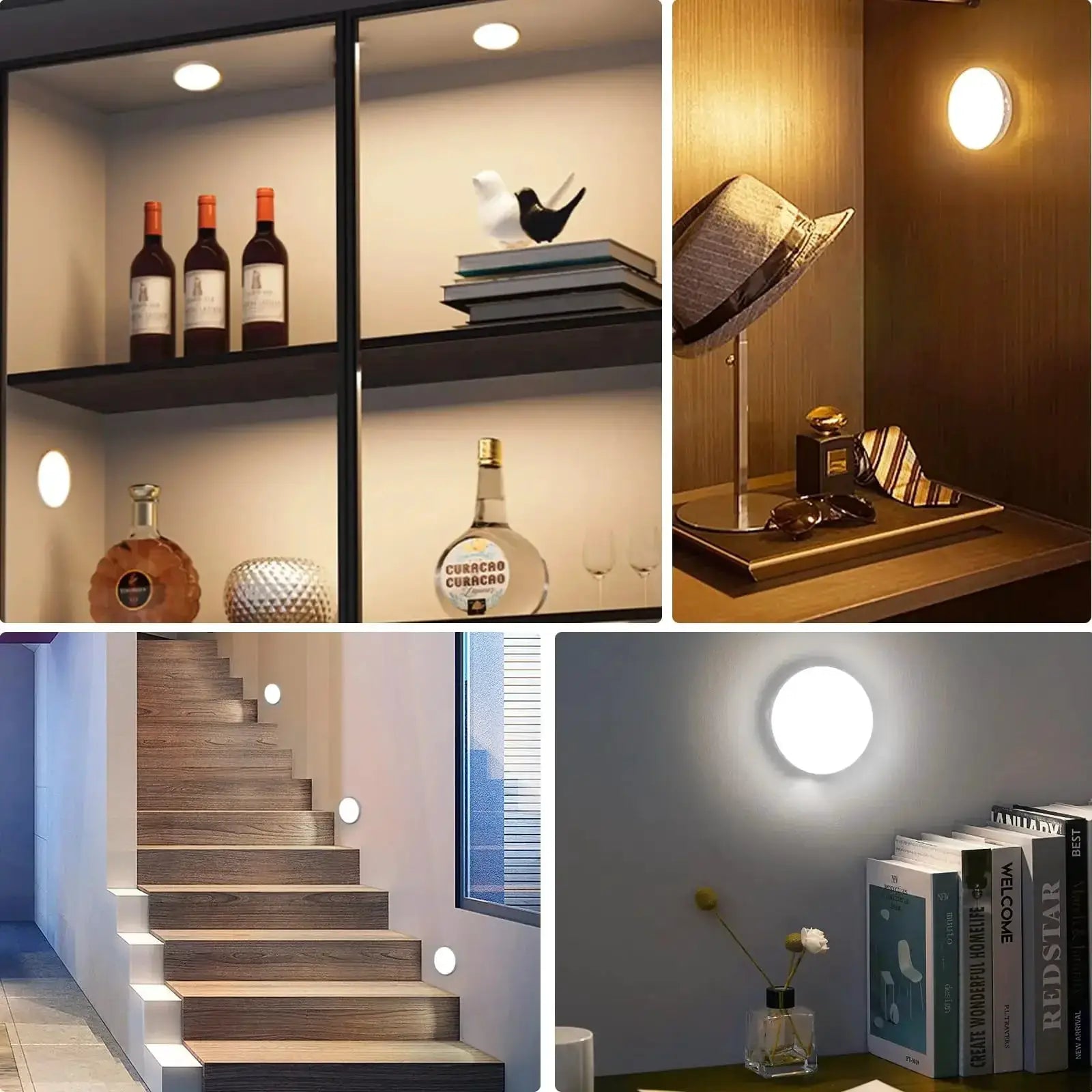 USB Rechargeable LED Night Light Motion Sensor Magnetic Wireless Lamp Warm White No Flicker For Closet Bed Cabinet