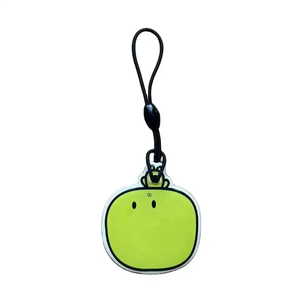 1pc Apple-shaped RFID key tag, lime green, 125kHz EM4305/T5577 readable/writable chip with black lanyard