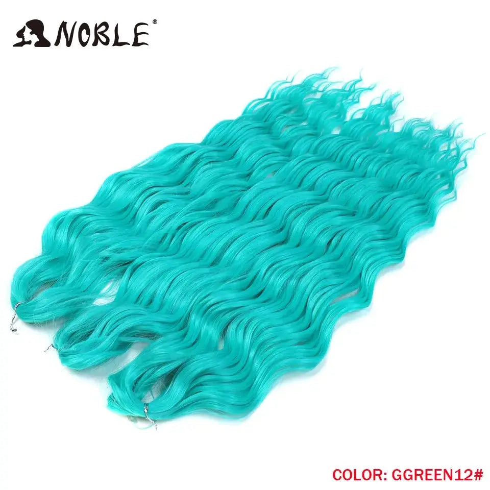 Noble Hair synthetic loose deep wave 24in braiding extensions in turquoise green water-wave crochet
