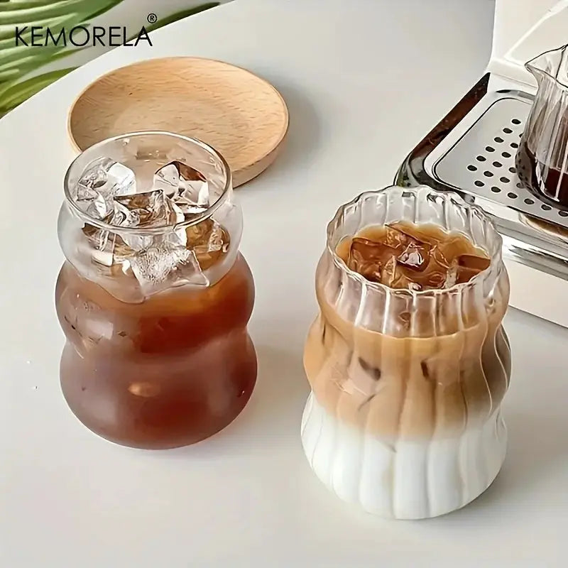 INS Style Glass Cup Set 2 4 6 Pieces Heat Resistant Tumbler Drinkware Transparent For Tea Coffee Milk Water