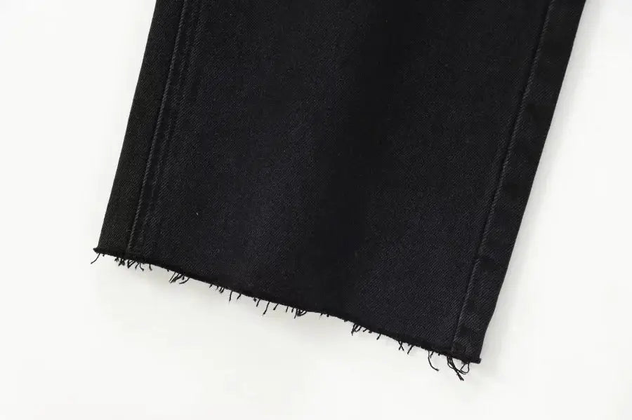 ETJ Wide Leg High Waist Jeans Women Five Pocket Washed And Comfortable