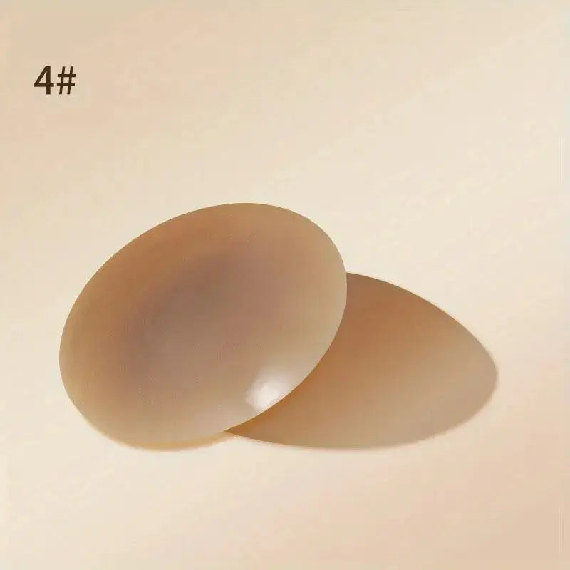 Nipple covers, beige silicone petals with adhesive; 2-pack for strapless backless wear