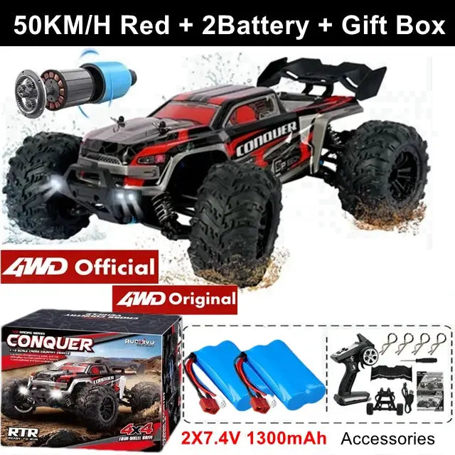 4WD Remote Control Off Road 4X4 High Speed Brushless Buggy Truck 80 KMH Drift Racing Toy for Kids and Adults