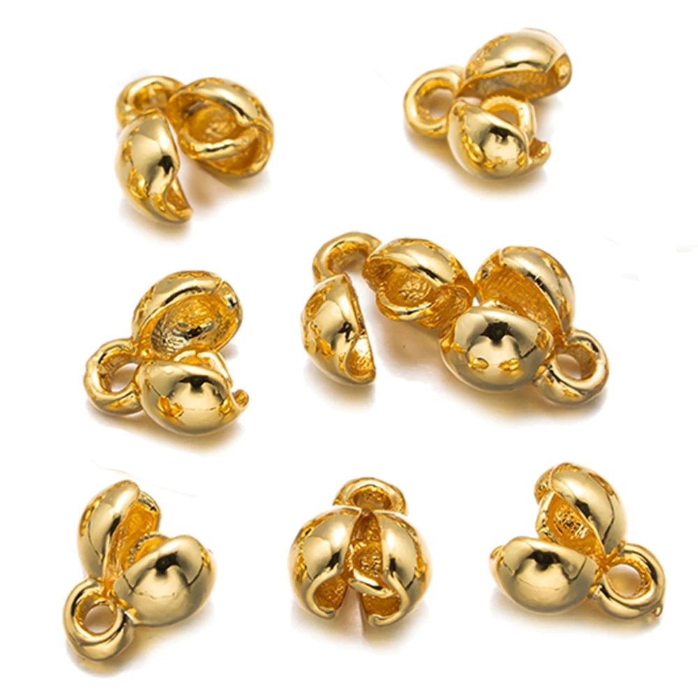Bracelet end beads, gold-plated brass with loop ends, 20 pcs for DIY jewelry making