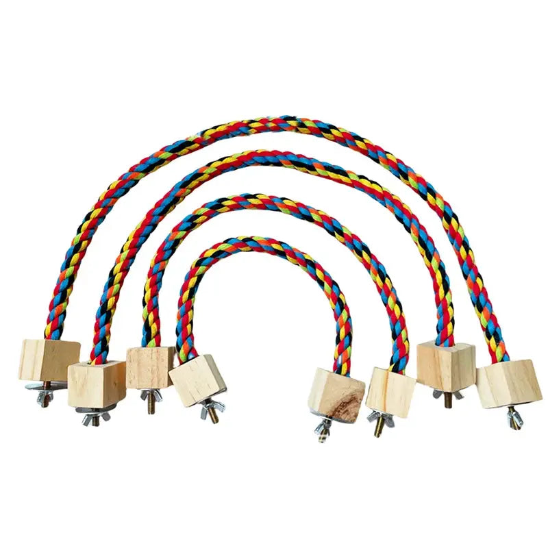 Parrot climbing toy set by Simples Market, colorful cotton rope with wooden blocks, 5 pieces