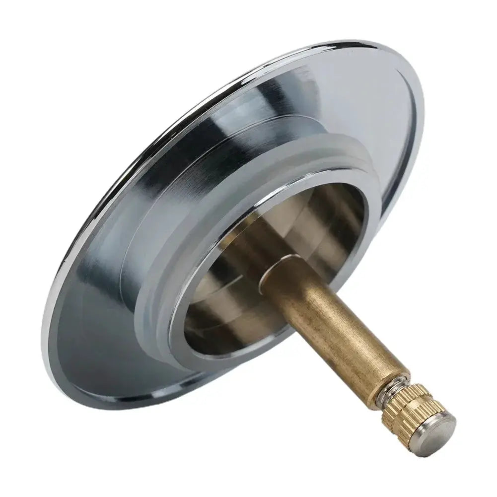 Simples Market 70mm bathtub drain stopper with silver chrome finish and brass stem