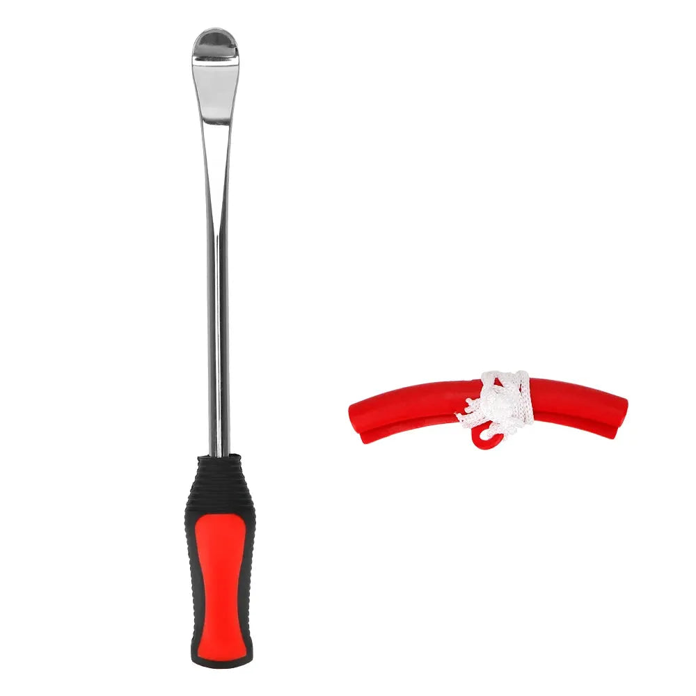 Simples Market two-piece rim protector tire lever kit with metal spoon-style lever and red rim protector piece