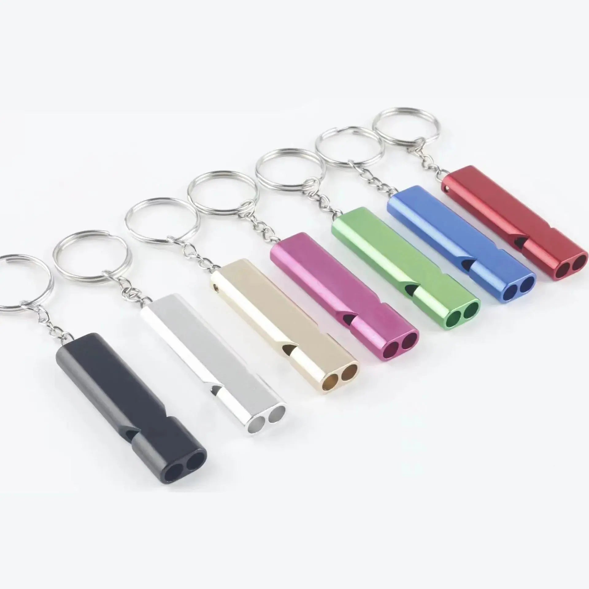 Flat Aluminum Alloy Dual Frequency Survival Whistle Compact EDC Emergency Tool For Outdoor Adventures And Hiking