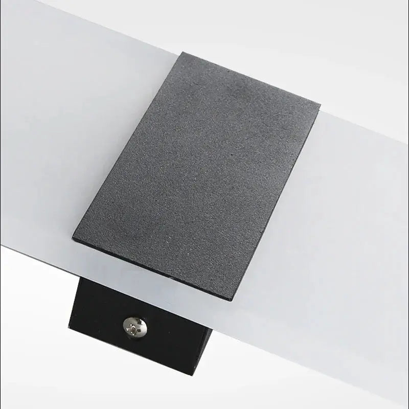 LED acrylic wall light, long white panel with black mounting bracket