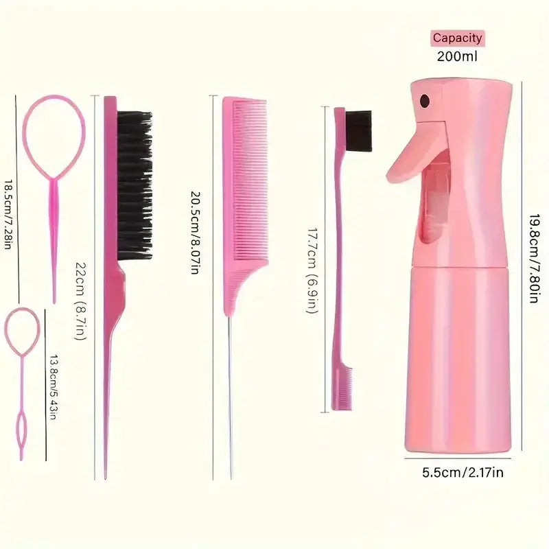 AuroraPro Six Piece Hair Styling Kit Versatile Braiding Teasing Edge Control Tools For All Hair Types