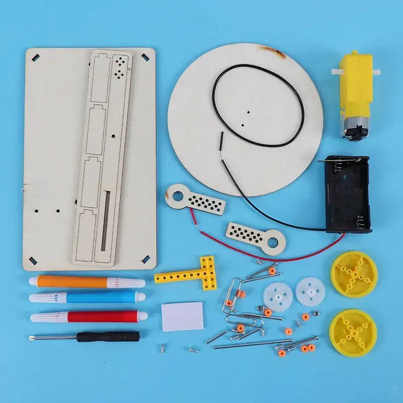 DIY Creative Wooden Electric Plotter Drawing Robot STEM Kit for Kids Automatic Painting Science Electronics