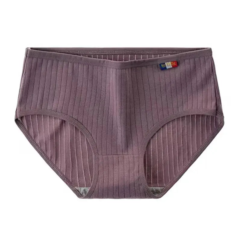 Women's cotton seamless panties in mauve ribbed fabric, breathable underwear