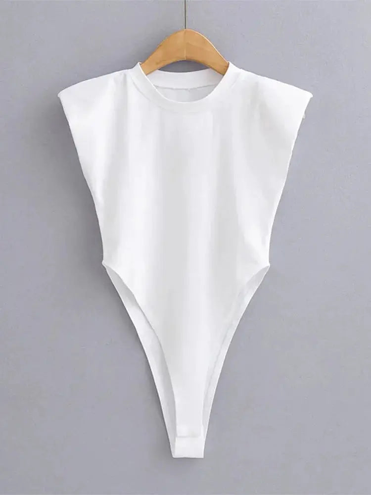 NovaForm Women Bodysuit With Padded Shoulders High Stretch Polyester Elastane Blend Sleeveless Slim Bodycon