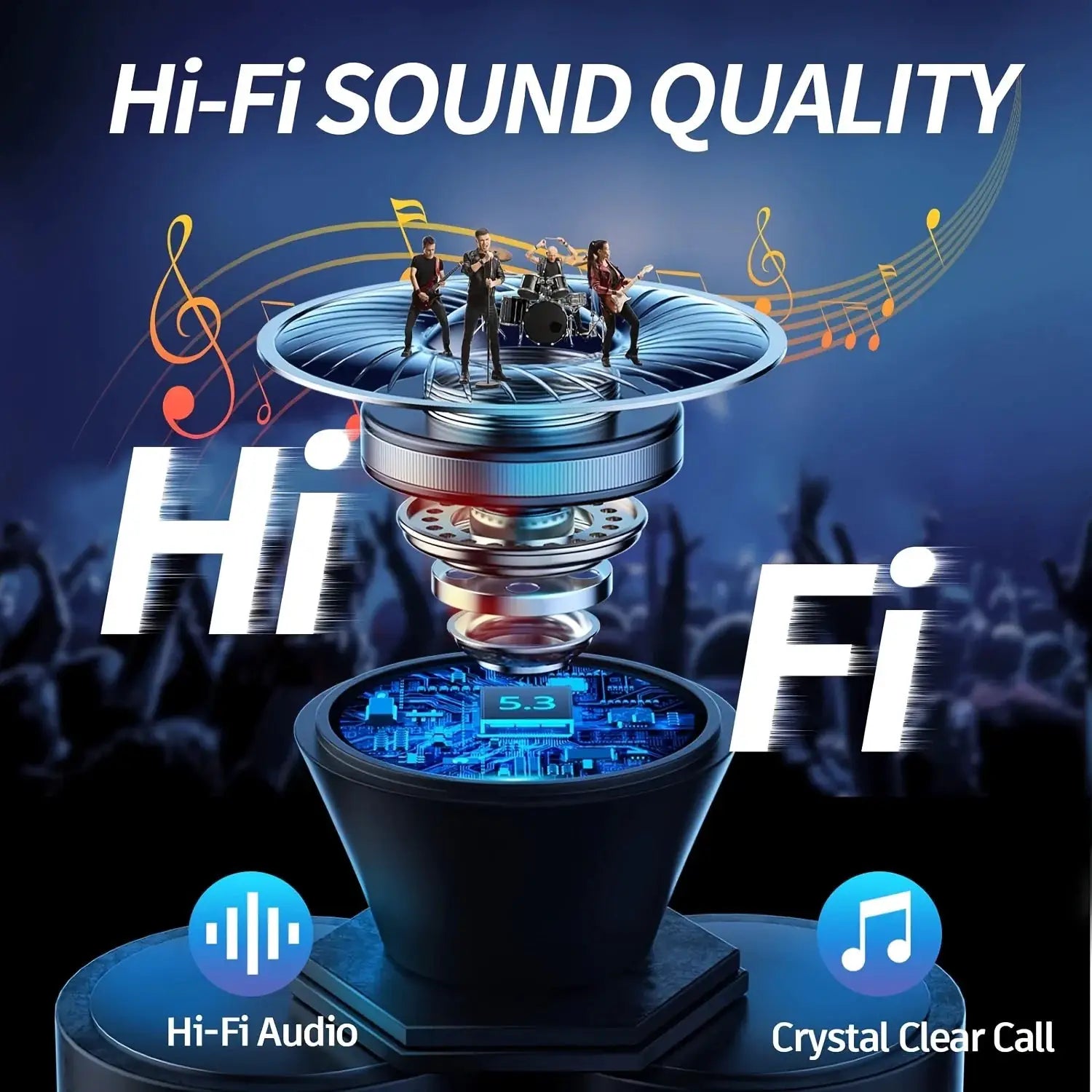 Wireless Earphones by Simples Market with 40dB ANC, Bluetooth 5.3, LED display, 6-mic ENC