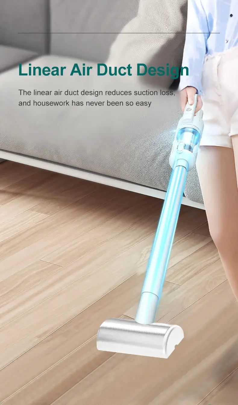 Multifunctional handheld cordless vacuum with HEPA filter, blue wand, floor-head for car and home.