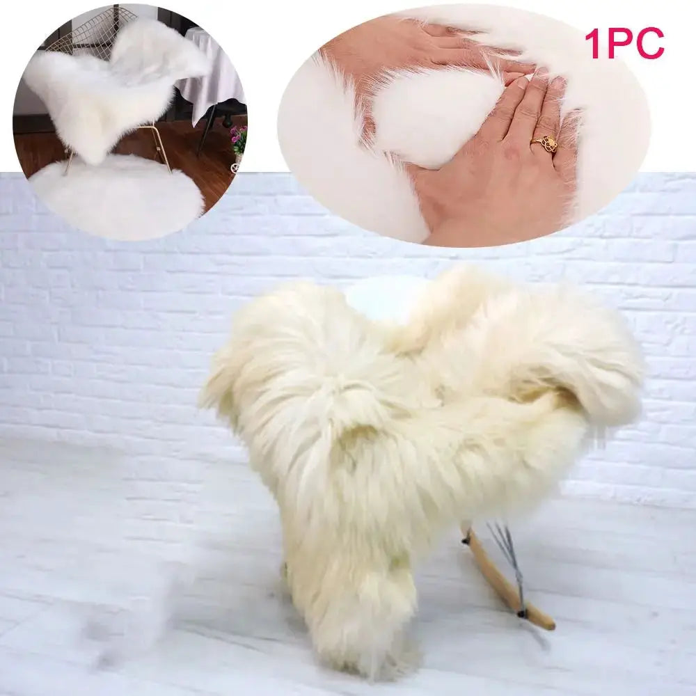 Artificial sheepskin long hair carpet rug, white fluffy faux fur, Simples Market, 1 piece