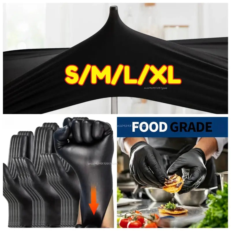 Gloves Black PVC disposable gloves by Simples Market, XL, latex-free; food-grade for housework and cooking