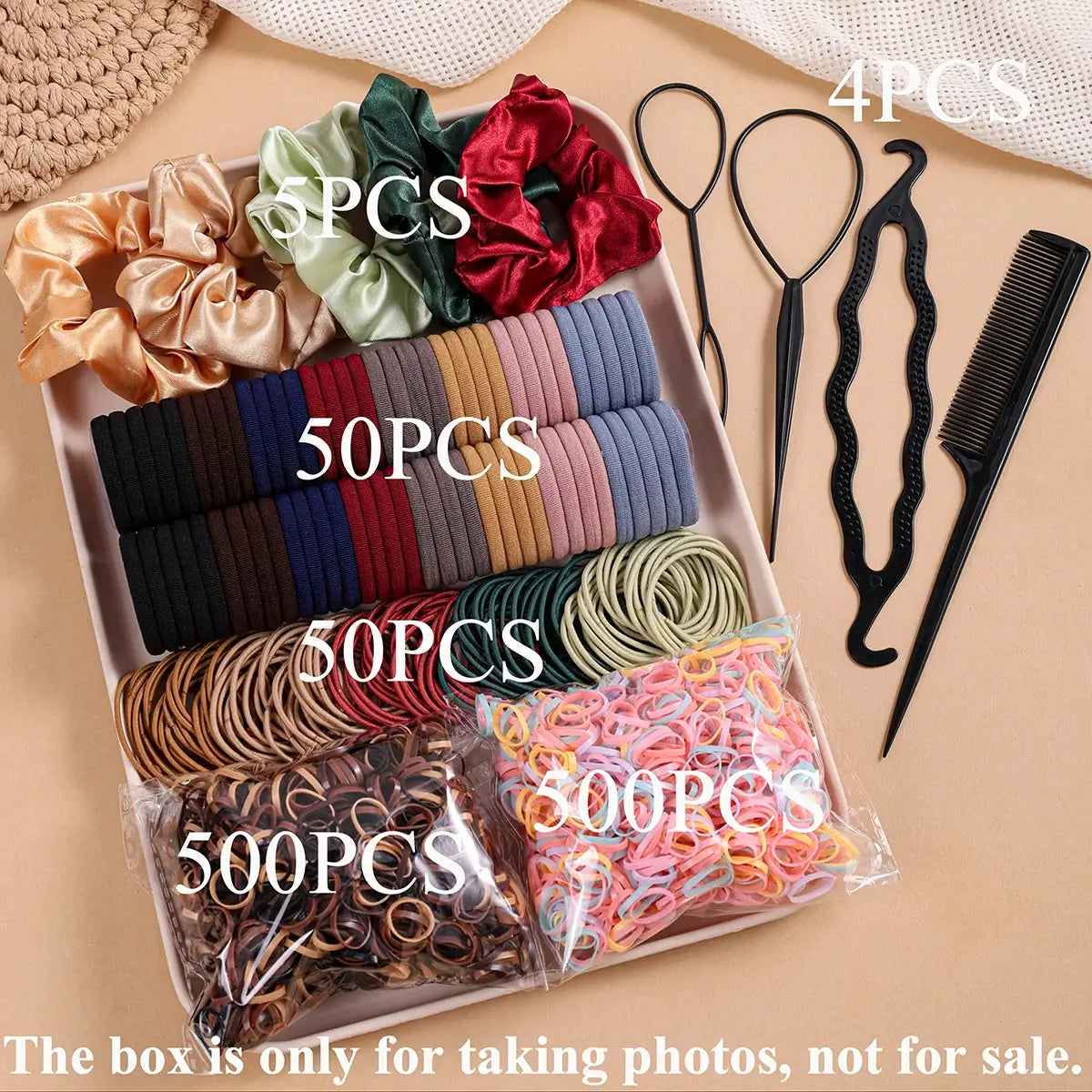 1109 Piece Women Hair Accessories Set For Dark Hair Elastic Seamless Ponytail Scrunchies Small Rubber Bands Headbands