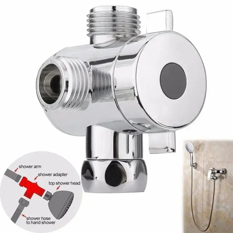 Chrome diverter valve shower splitter, 2/3-way, with G1/2 fittings