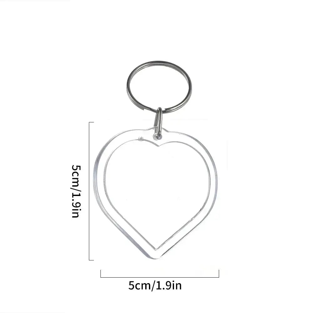 Transparent Rectangle Acrylic Photo Frame Keychain with Blank Insert for Photos DIY Split Ring Key Ring 2035